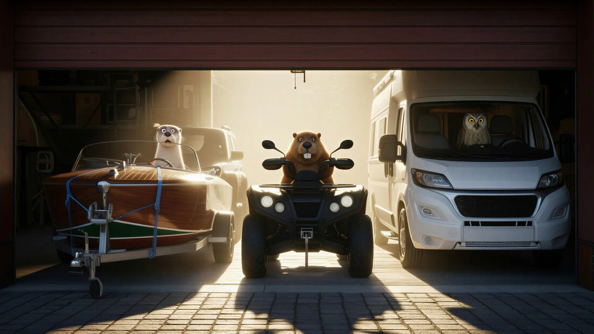 Гараж з транспортом для прокату: катер, баггі, автодом